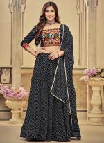 Georgette Black Navratri Wear Embroidery Work Ready To Wear Lehenga Choli